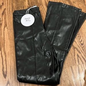 Leather flare bottom pants